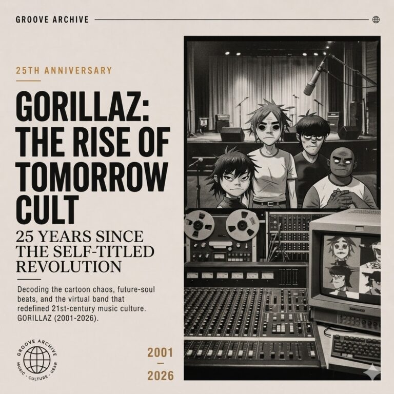 Anniversary feature image for Gorillaz marking 25 years of the debut album