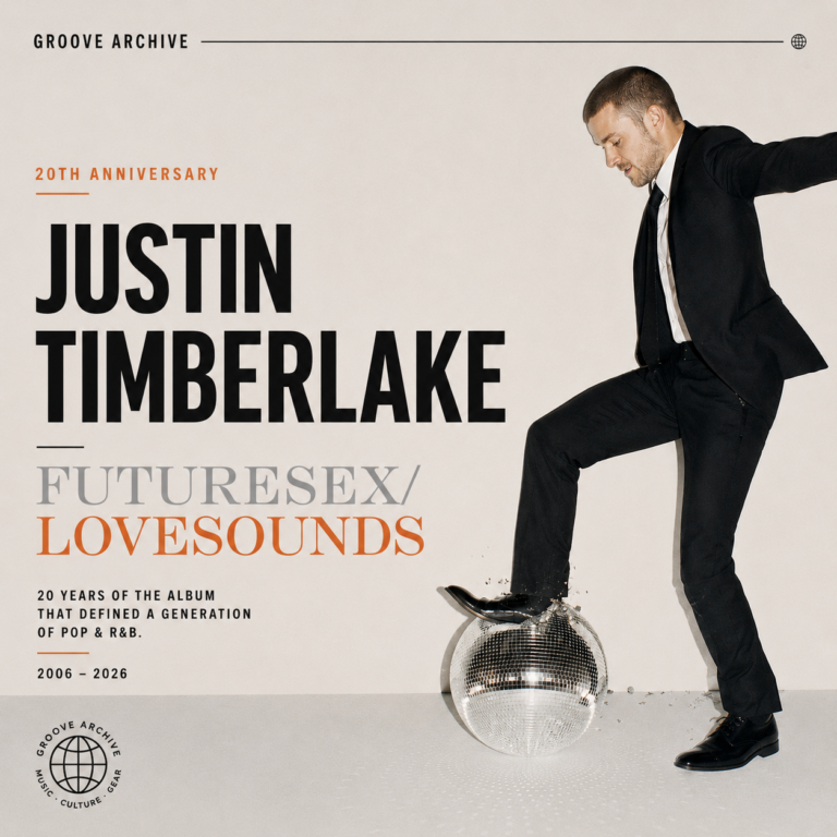 Anniversary feature image for FutureSex/LoveSounds by Justin Timberlake marking 20 years
