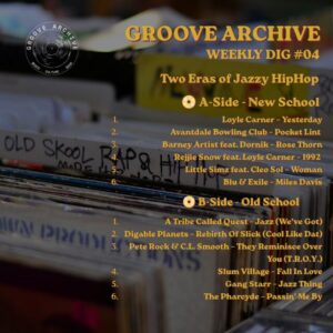 Groove Archive Weekly Dig 04 Jazzy Hip-Hop Edition minimalist typography cover.