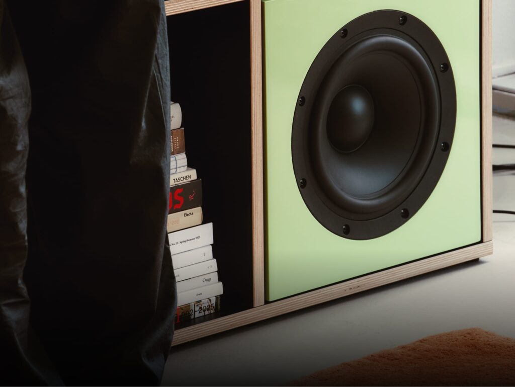 Tylko limited edition Baltic birch plywood custom speakers in a high-gloss finish.
